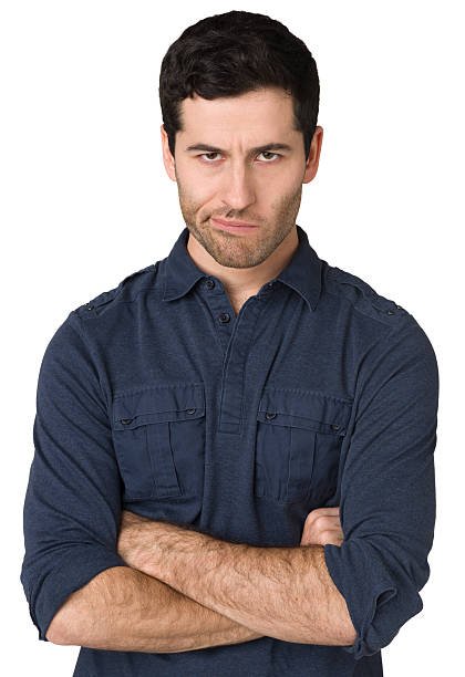 Portrait of a young caucasian man on a white background.